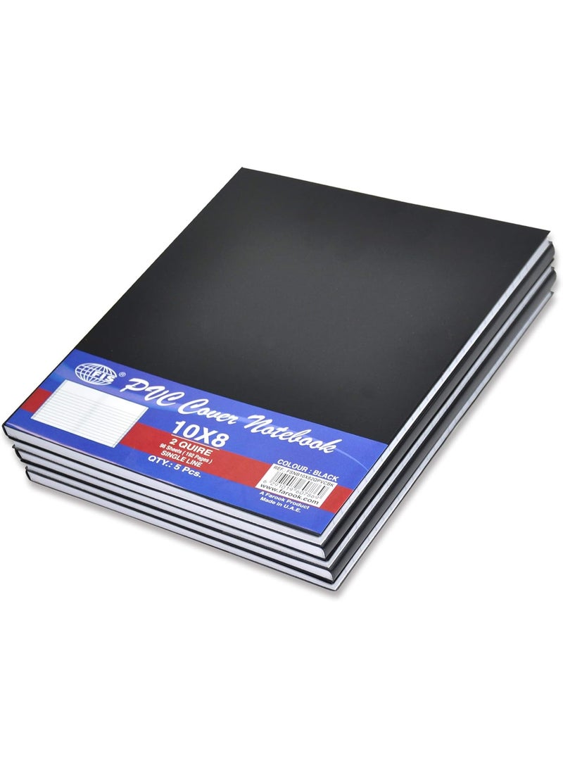 FIS PVC Cover Notebook Size:10X8 Inches, 2-Quires Color Black Pack of 5 Pieces - FSNB10X82QPVCBK - Image 3